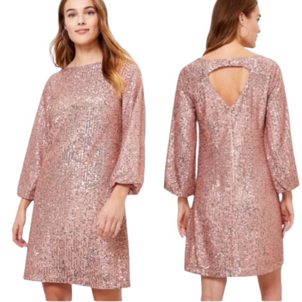 LOFT Pink Sequin Mini Dress